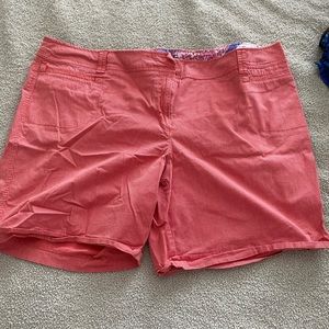 Red and White Striped Bermuda Shorts